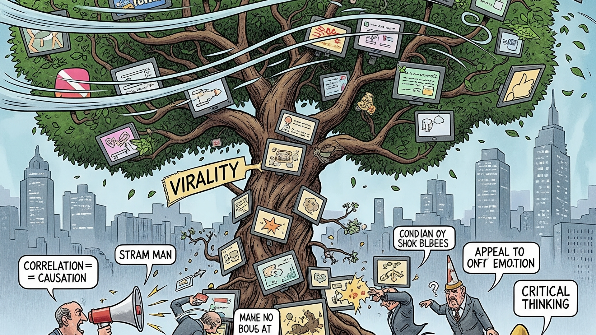 Ilustrasi virality dan jebakan logika di media sosial